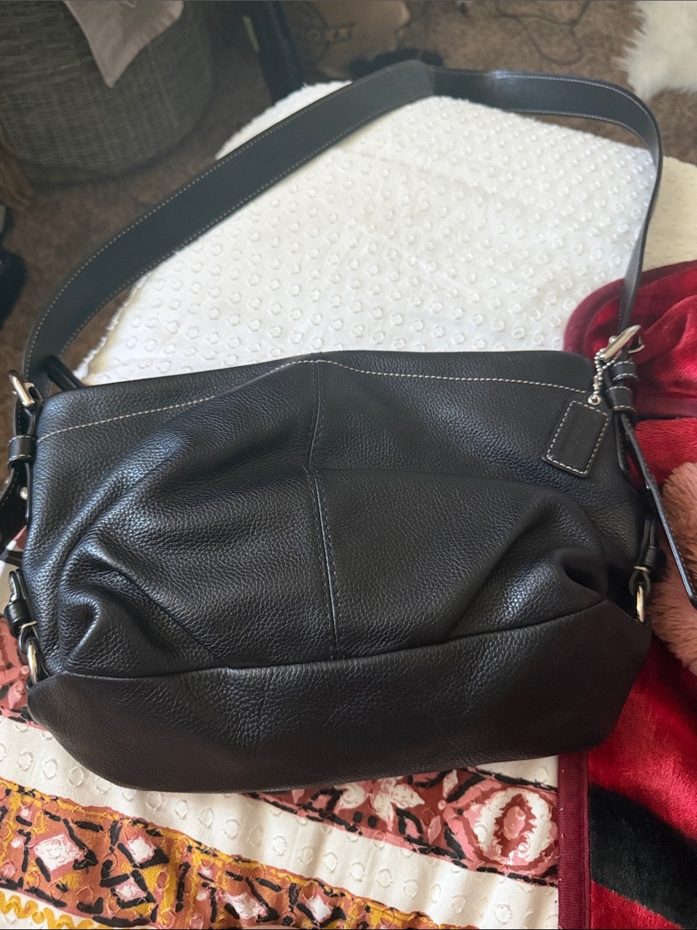 Black Leather Shoulder Bag - Classic Women's Crossbody